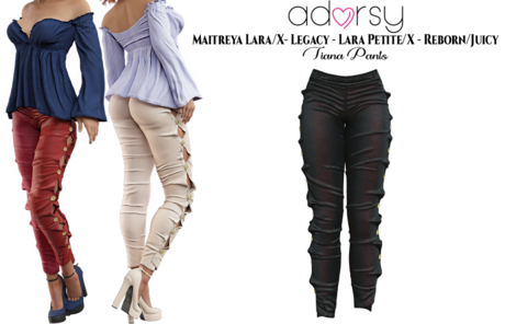 Second Life Marketplace - adorsy - Tiana Pants Dark Black - Maitreya